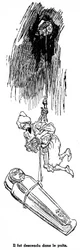Sjøfareren Sindbad (Sinbad) - fortelling fra Tusen og én natt (1001 netter) - illustrasjon til en bok fra 1948 (Fortin-utgaven, samlingen Barndommens vidunderlige billedverden) som forteller om eventyrene hans - illustrasjon av Albert Robida (1848 - 1926)