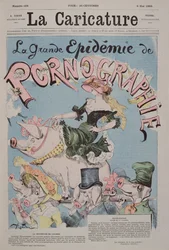 «Den store pornofilmerpidemien», omslagsillustrasjon til magasinet «La Caricature», 6. mai 1892