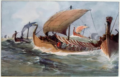 Drakkar. Viking longships under sail