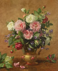Roser i en roseemaljert vase, 1995