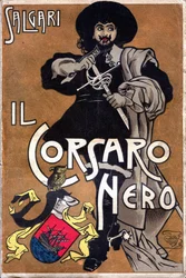Omslag til romanen Il Corsaro Nero av Emilio Salgari (1863 - 1911)