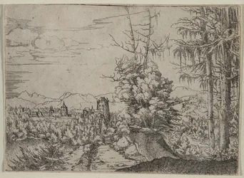 Landskap med to furutrær, 1522-1525.