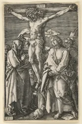 Kristus på korset mellom Maria og Johannes (Gravert pasjon)