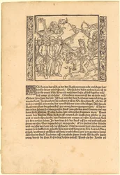 Keiserens sønn redder Catonet fra galgen [recto]; Triton og to delfiner [verso]