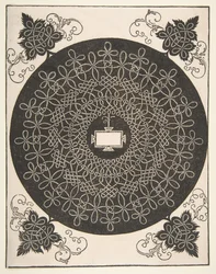 Broderimønster med et avlangt panel i midten, 1521 før.