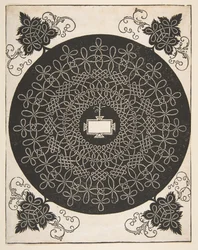 Broderimønster med et avlangt panel i midten, 1521 før.