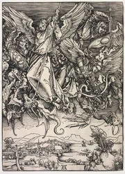 Johannes åpenbaring: St. Michael kjemper mot dragen, 1511.
