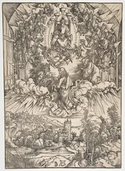 Saint John før Gud og de eldste, fra The Apocalypse.n.d.