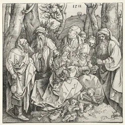 Den hellige familie med to musikerengler, 1511.