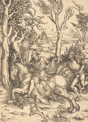 Ridderen til hest og Lansquenet, ca. 14961497.