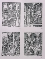 Serien «Den lille pasjon» (med klokken): Kristus for Pilatus; Kristus for Herodes; Piskingen; Tornekroningen, utgitt 1511