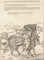 The Triumphal Chariot of Maximilian I The Great Triumphal Car [plate 7 av 8], 1523 latinsk utgave.