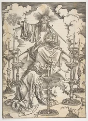 The Vision of the Seven Candlesticks, fra The Apocalypse, tysk utgave 1498, ca. 1498.