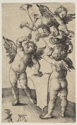 Tre Putti med trompeter, ca. 1500.