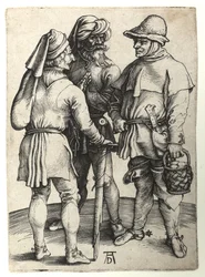 Tre landsbyboere i samtale, ca. 1497
