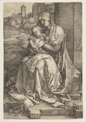Jomfru og barn sitter ved muren, 1514.