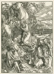 Pine i hagen - Kristus på Oljeberget, ca. 1496–97 (tresnitt)