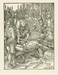 Kristus blir naglet til korset, ca. 1509 (tresnitt)