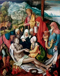 Deponeringsmaleri av Albrecht Durer (1471-1528) 1500 ca. Dim. 151x121 cm München, Alte Pinakothek