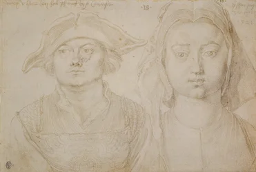 Marx Ulstat; Den vakre unge kvinnen i Antwerpen, ca. 1520-21 (sølvspiss, grunnet på elfenbensfarget papir)