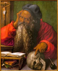 Saint Jerome - Maleri av Albrecht Durer (1471-1528), olje på tre