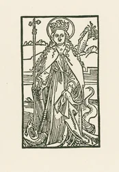 Den hellige Margareta. Illustrasjon til Hortulus Anime. Trykt av Michael Furter, Basel.