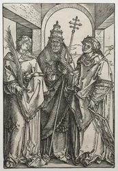 De hellige Stephen, Sixtus og Lawrence, ca. 1504-05 (tresnitt)