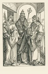 De hellige Stefanus, Sixtus og Laurentius, ca. 1504–05 (tresnitt)