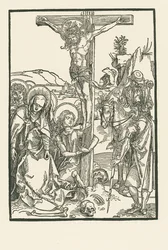 Korsfestelsen, ca. 1500 (tresnitt)