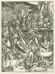 Evangelisten Johannes#39; martyrium, ca. 1496–97 (tresnitt)