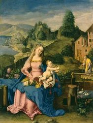 Jomfru og barn i et landskap, ca. 1600