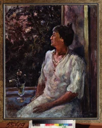 Portrett av poetinnen Anna Akhmatova (Achmatova) (1889-1966)