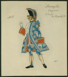 Kostymedesign for stykket The Masquerade av M. Lermontov, 1917