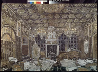 Dekorpreparatoire for stykket ""Othello"" av William Shakespeare (1564-1616) (Scenedesign for stykket Othello av William Shakespeare) - Peinture de Alexander Yakovlevich Golovin (Alexandre Golovine) (1863-1930), tempera sur bois