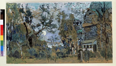 Forberedende sett for operaen The Pskovitaine (Jomfruen av Pskov) av Nicholas Rimsky Korsakov (Rimsky-Korsakov) (1844-1908) ( Scenedesign for operaen Pskov Maiden, av N.Rimsky Korsakov (Rimsky-Korsakov). Verk av Alexander Yakvlevic