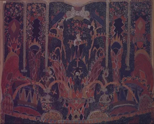Design av maskeradegardin for teaterstykket Maskeraden av M. Lermontov, 1917