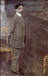 Portrett av Mikhail Kuzmin, 1910 (tempera og pastell på lerret)