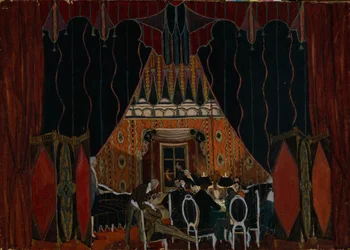 Scenedesign for teaterstykket The Masquerade av M. Lermontov, 1917