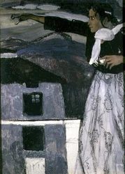 Kvinne i grått (olje på lerret)
