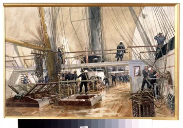 Fregatten Svetlana (Fregatten Svetlana). Maleri av Alexander Karlovich Beggrov (1841-1914). Akvarell på papir, 29,1 x 44,5 cm