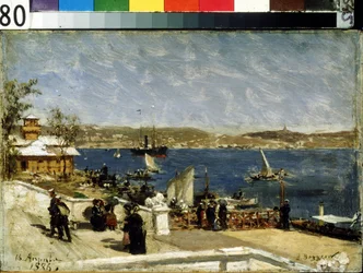 Promenade på kysten i Sevastopol (strandpromenaden i Sevastopol). Maleri av Alexander Karlovich Beggrov (1841-1914). Olje på lerret