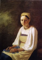 En bondepike med kornblomster, 1820-tallet
