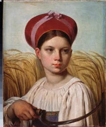 Reaper - Maleri av Alexei Gavrilovich Venetsianov (1780-1847), olje på lerret, russisk kunst fra 1800-tallet, romantikk - Statens russiske museum, St. Petersburg
