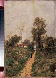 ""Le sentier. Ecouen"" Peinture d