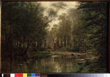 ""Landskapet til La Veules (eller Veulles) i Normandie"" Maleri av Alexei Petrovich Bogolyubov (Bogoliubov eller Bogolioubov) (1824-1896) 1871 State Tretyakov Gallery, Moskva