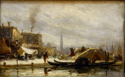 Venezia nær jernbanestasjonen. Noon par Bogolyubov (Bogolioubov), Alexei Petrovich (1824–1896)