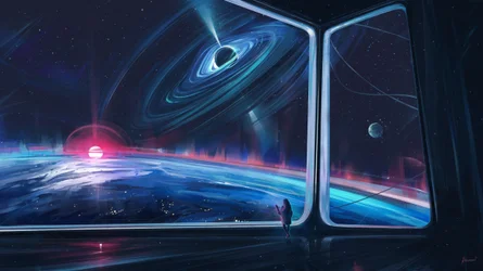 Utsikt over en planet med sort hull