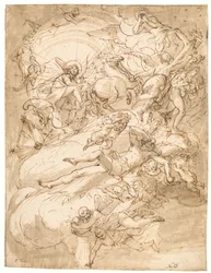 Apollo i sin vogn, design for et takmaleri