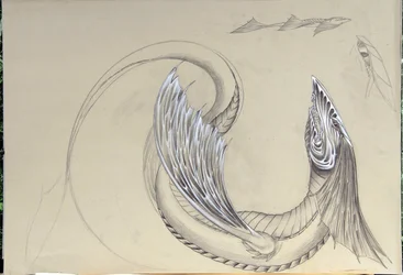 Fantastisk skapning: Sea Dragon. Skisse av Alessandro Lonati