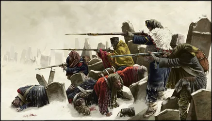 Fransk retrett i Russland, på en kirkegård, vinteren 1812, 2024